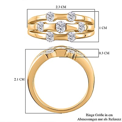 Moissanite 0.83 ctw Ring in 18K Vermeil Yellow Gold Over Sterling Silver (Size 9.0)