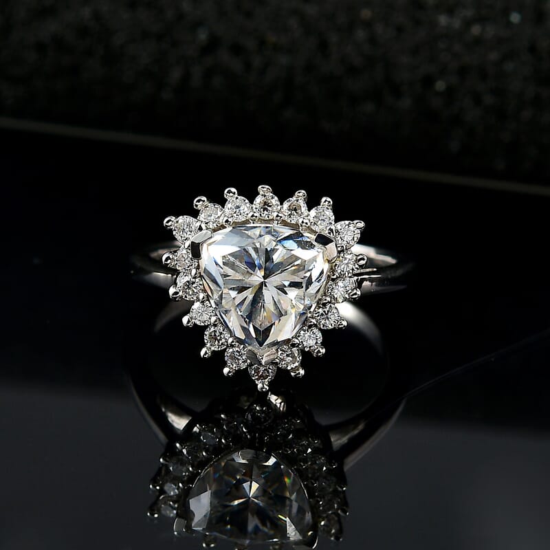 D'Joy Moissanite Halo Ring in Platinum Over Sterling Silver (Size 10.0) 2.25 ctw