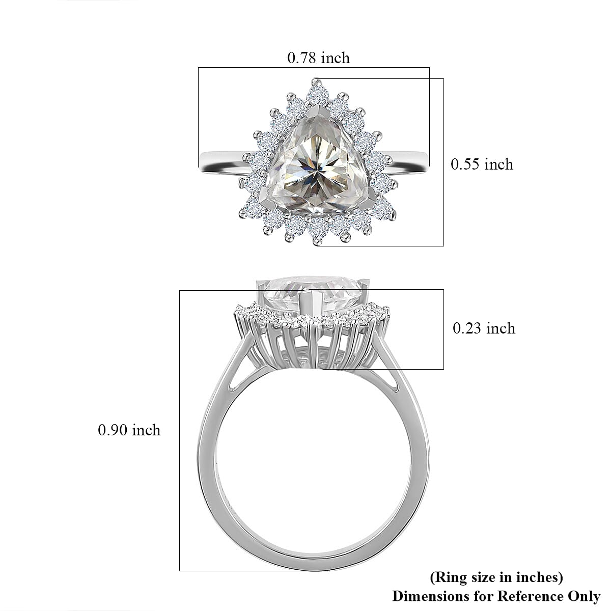 D'Joy Moissanite Halo Ring in Platinum Over Sterling Silver (Size 10.0) 2.25 ctw