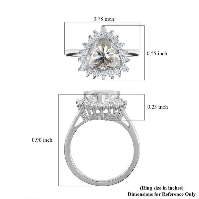 D'Joy Moissanite Halo Ring in Platinum Over Sterling Silver (Size 10.0) 2.25 ctw