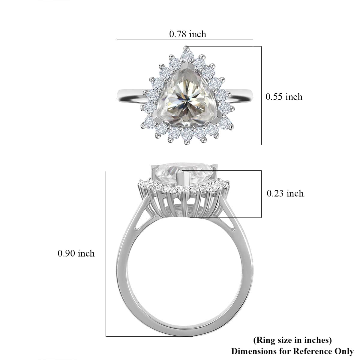 Moissanite Halo Ring in Platinum Over Sterling Silver (Size 10.0) 2.25 ctw image number 6