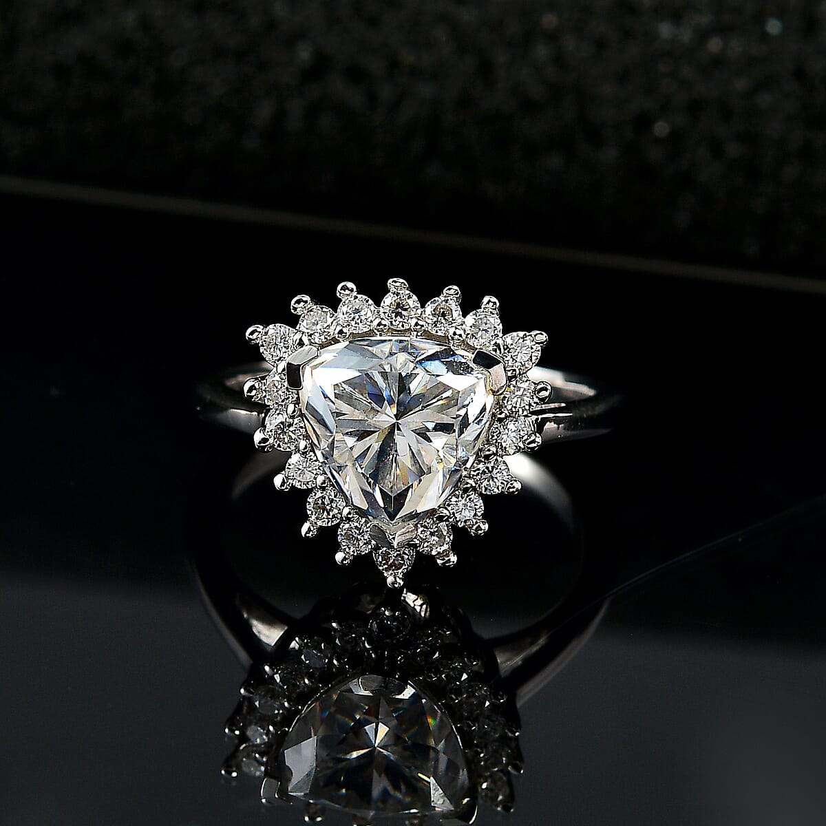 Moissanite Halo Ring in Platinum Over Sterling Silver (Size 5.0) 2.25 ctw image number 2