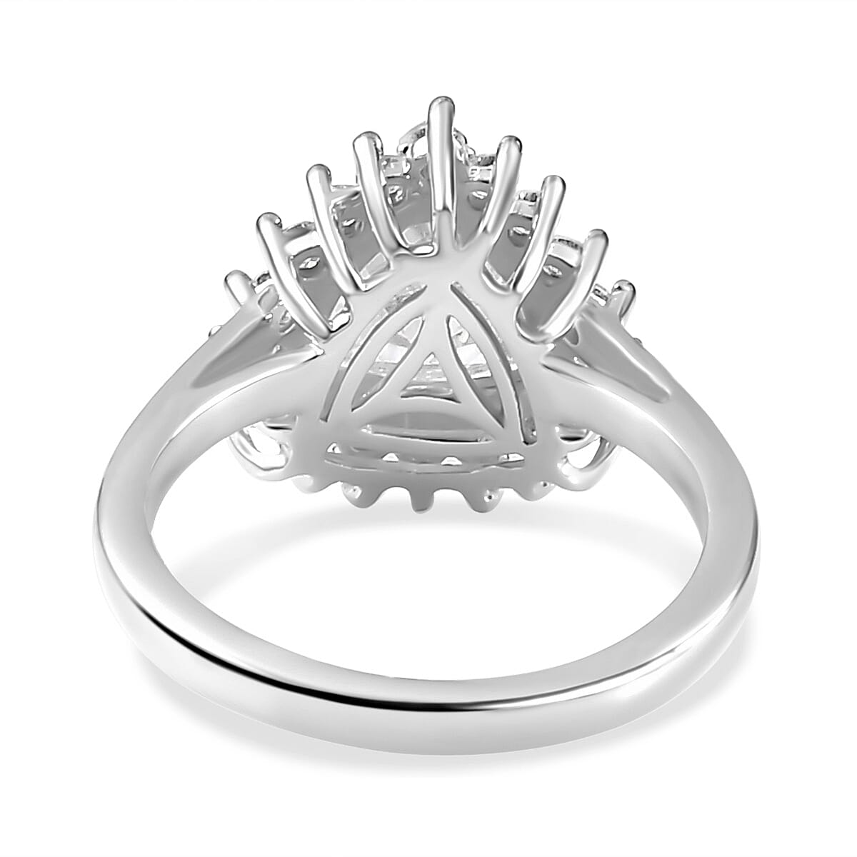 Moissanite Halo Ring in Platinum Over Sterling Silver (Size 5.0) 2.25 ctw image number 5