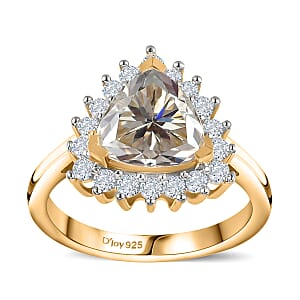 Moissanite Halo Ring in Vermeil Yellow Gold Over Sterling Silver (Size 10.0) 2.25 ctw