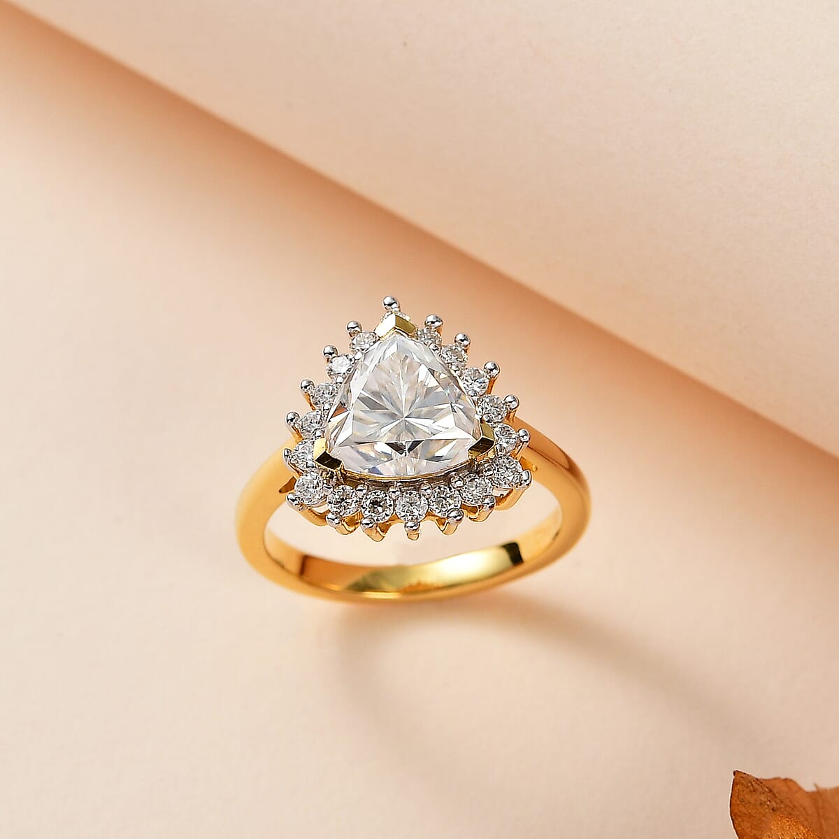 Moissanite Halo Ring in Vermeil Yellow Gold Over Sterling Silver (Size 10.0) 2.25 ctw image number 1