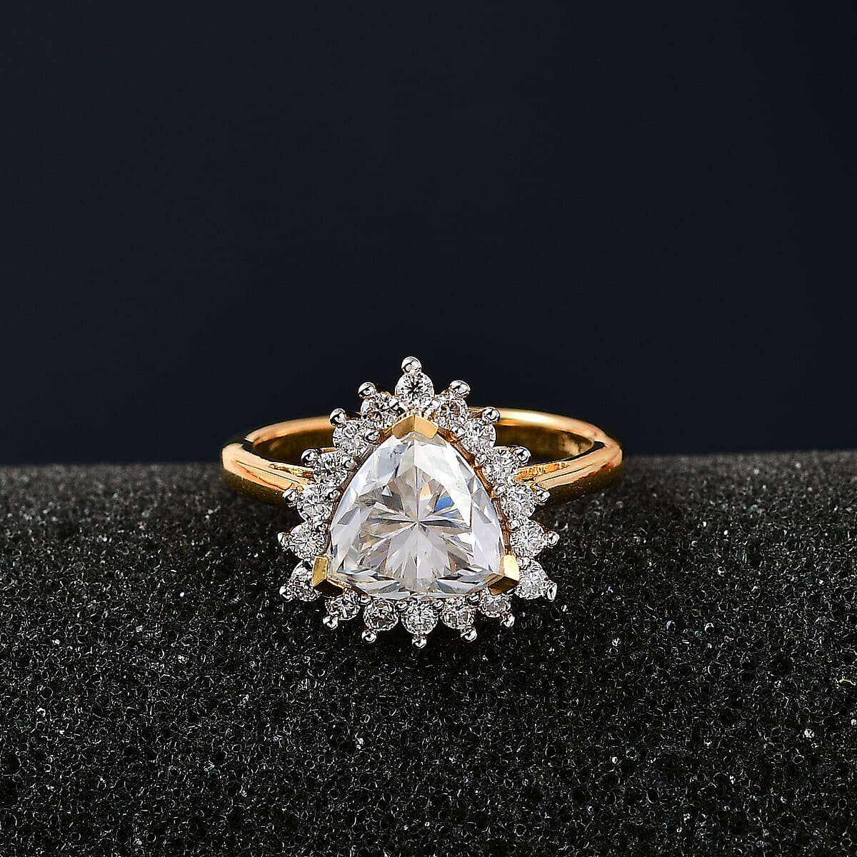 Moissanite Halo Ring in Vermeil Yellow Gold Over Sterling Silver (Size 10.0) 2.25 ctw image number 2