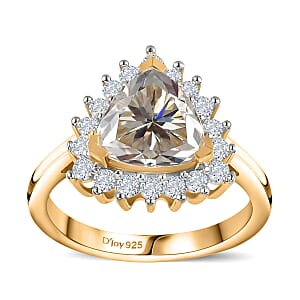 Moissanite Halo Ring in Vermeil Yellow Gold Over Sterling Silver (Size 6.0) 2.25 ctw