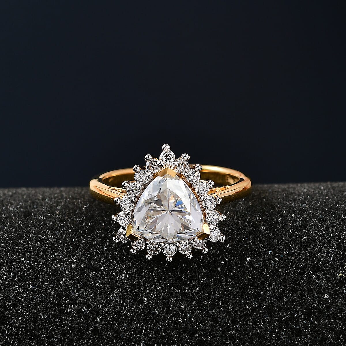 Moissanite Halo Ring in Vermeil Yellow Gold Over Sterling Silver (Size 6.0) 2.25 ctw image number 2