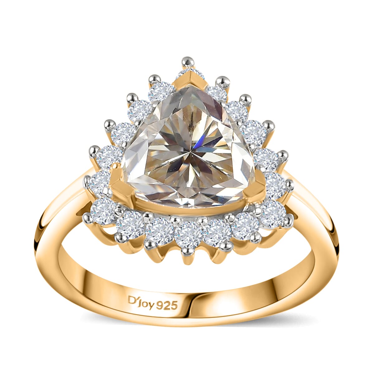 Moissanite Halo Ring in Vermeil Yellow Gold Over Sterling Silver (Size 7.0) 2.25 ctw image number 0