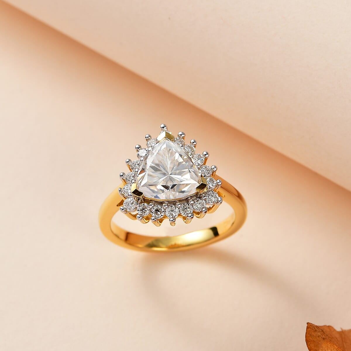 Moissanite Halo Ring in Vermeil Yellow Gold Over Sterling Silver (Size 7.0) 2.25 ctw image number 1