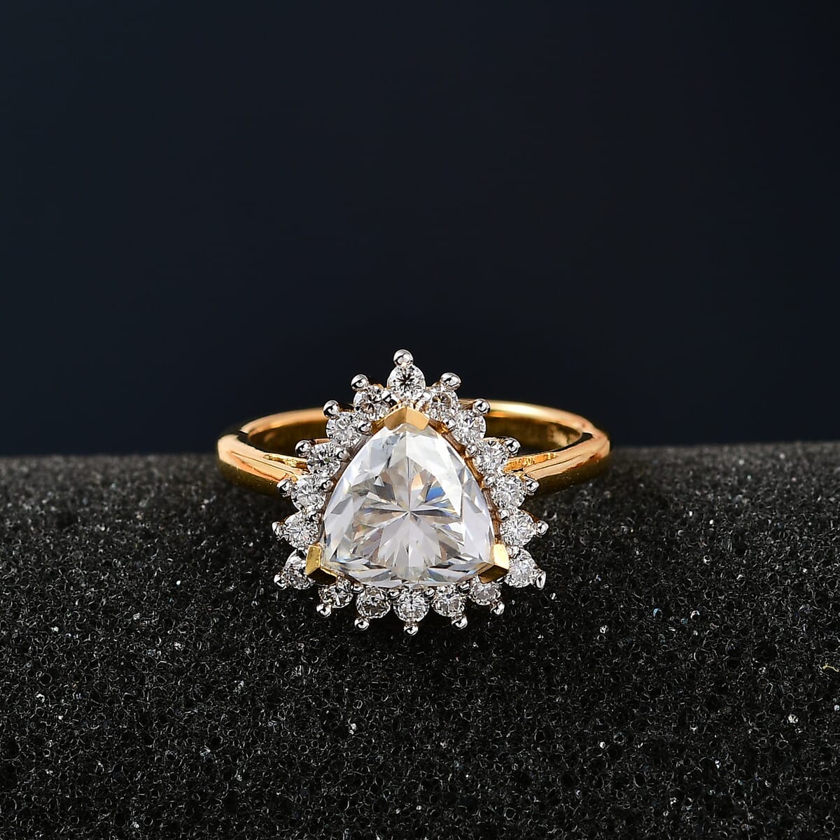 Moissanite Halo Ring in Vermeil Yellow Gold Over Sterling Silver (Size 7.0) 2.25 ctw image number 2