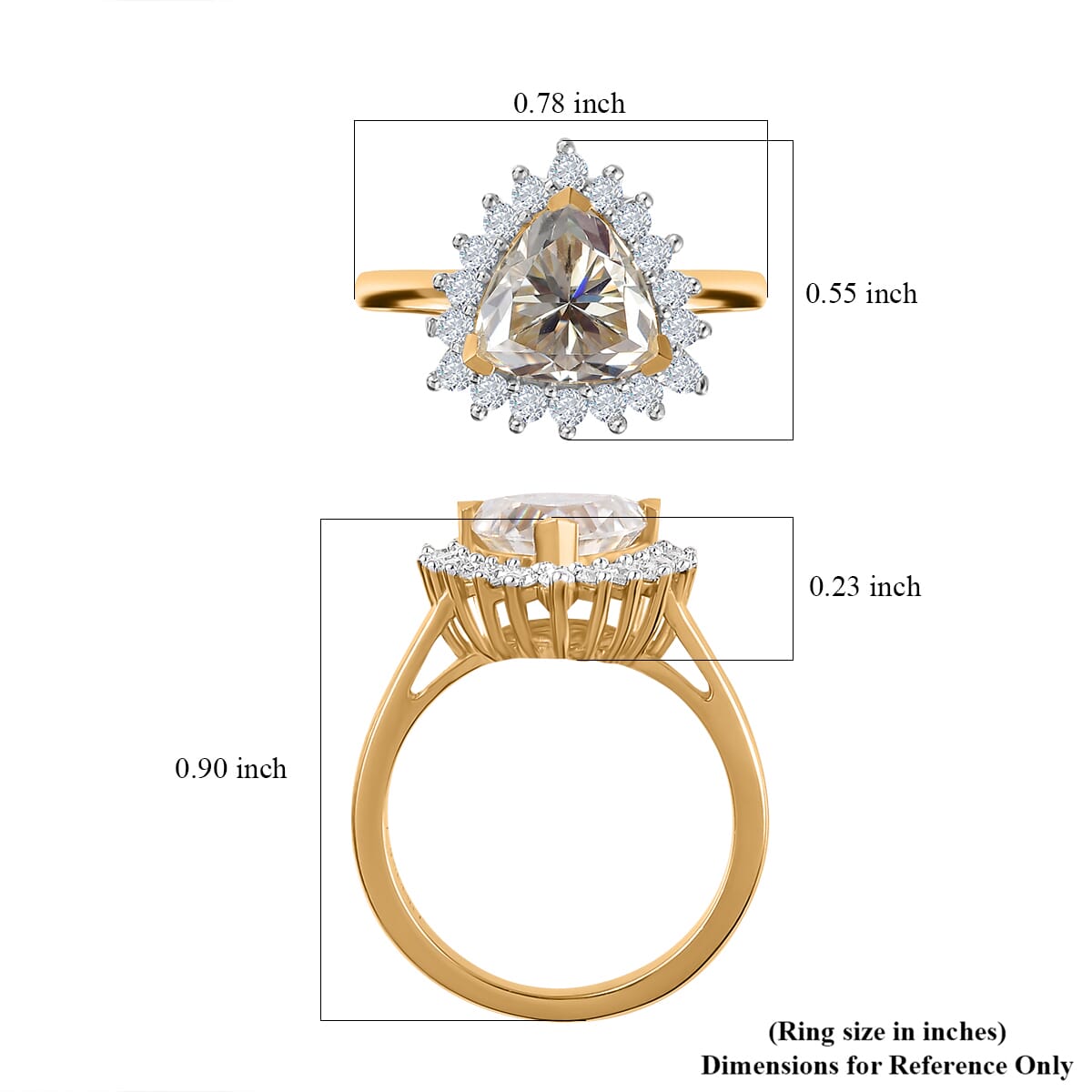 Moissanite Halo Ring in Vermeil Yellow Gold Over Sterling Silver (Size 7.0) 2.25 ctw image number 6