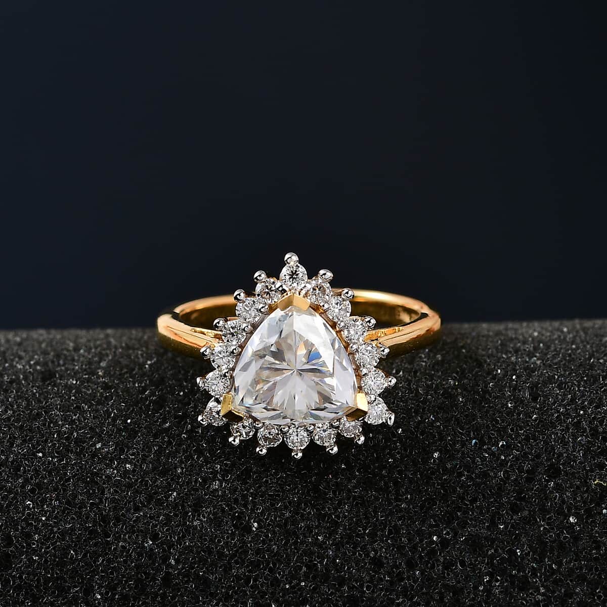 Moissanite Halo Ring in Vermeil Yellow Gold Over Sterling Silver (Size 9.0) 2.25 ctw image number 2