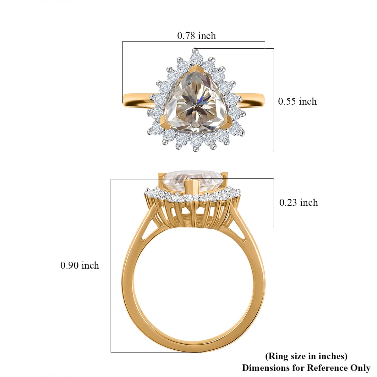 Moissanite Halo Ring in Vermeil Yellow Gold Over Sterling Silver (Size 9.0) 2.25 ctw image number 6