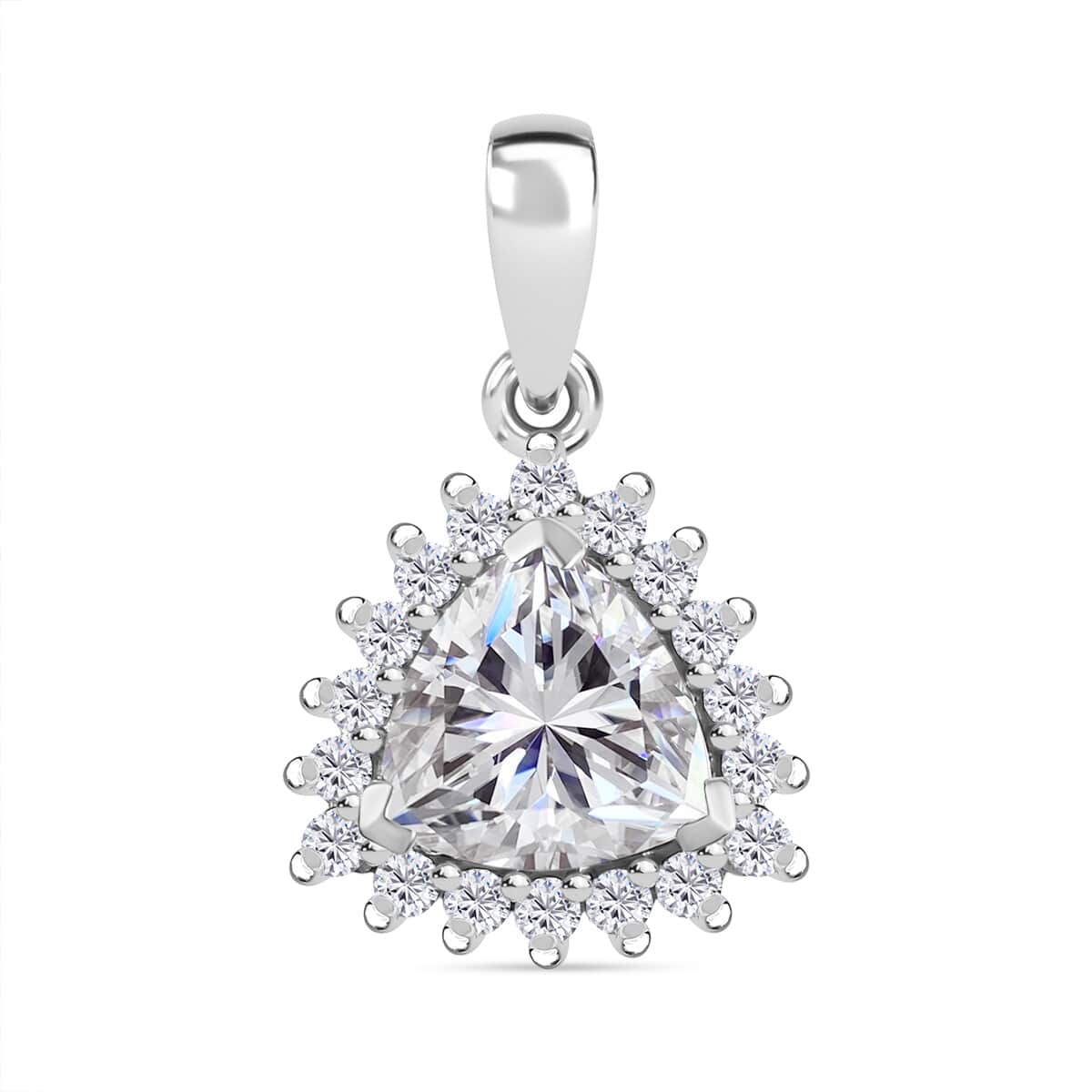 Moissanite Halo Pendant in Platinum Over Sterling Silver 2.25 ctw image number 0