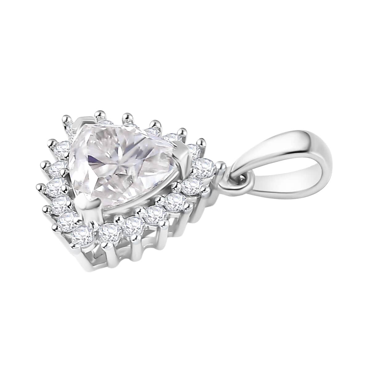 Moissanite Halo Pendant in Platinum Over Sterling Silver 2.25 ctw image number 4