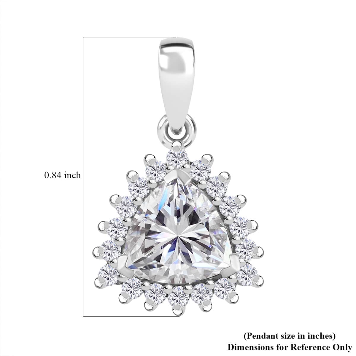 Moissanite Halo Pendant in Platinum Over Sterling Silver 2.25 ctw image number 6
