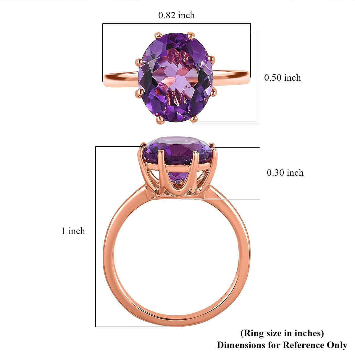 AAA Rose De France Amethyst Solitaire Ring in Vermeil Rose Gold Over Sterling Silver (Size 7.0) 4.35 ctw image number 5