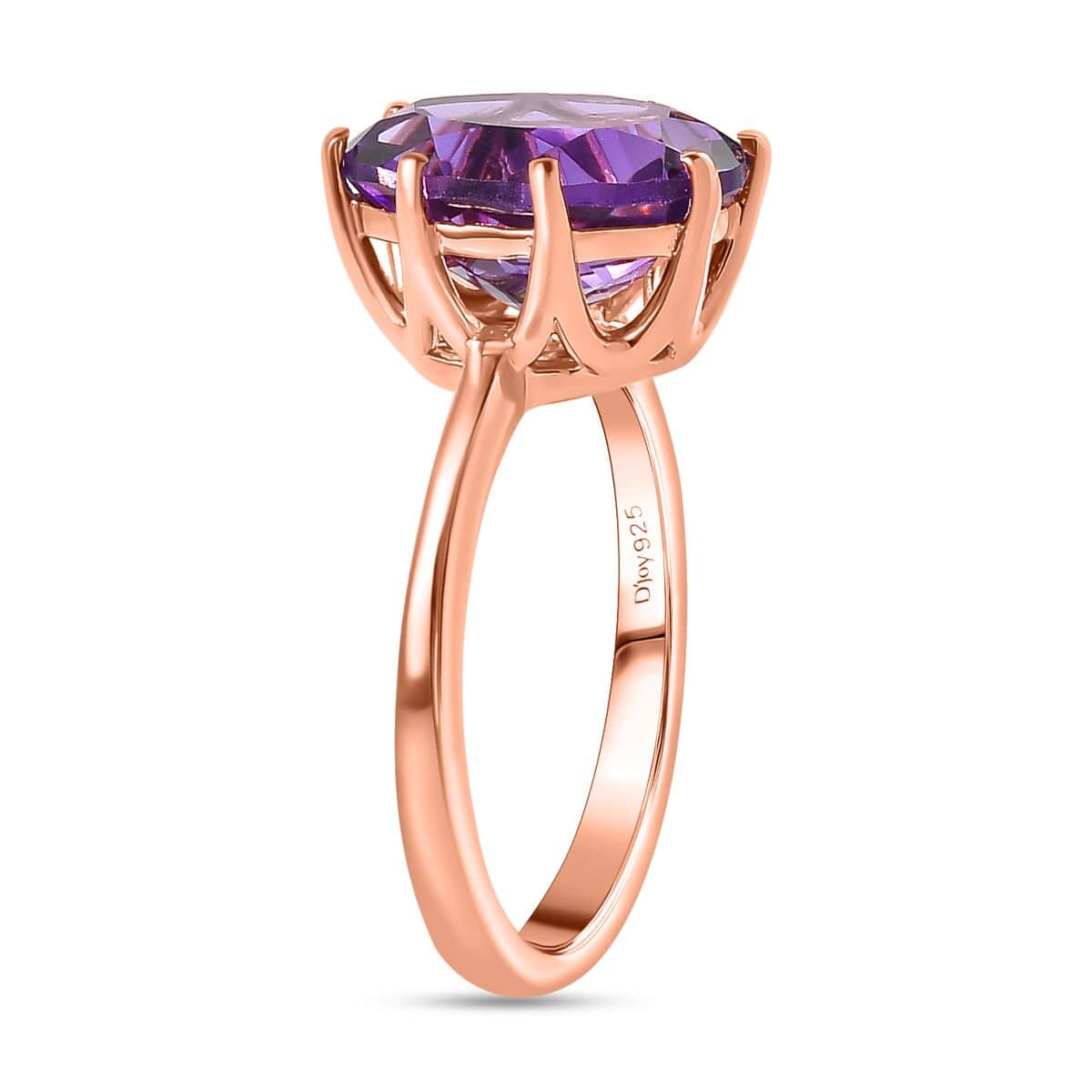 AAA Rose De France Amethyst Solitaire Ring in Vermeil Rose Gold Over Sterling Silver (Size 9.0) 4.35 ctw image number 2