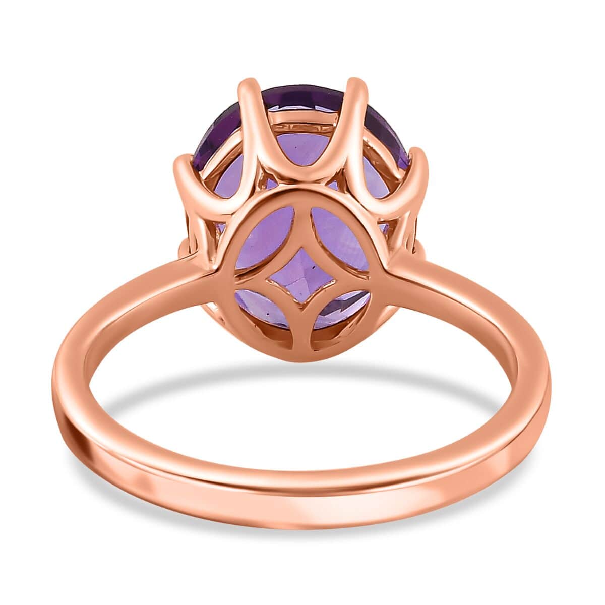 AAA Rose De France Amethyst Solitaire Ring in Vermeil Rose Gold Over Sterling Silver (Size 9.0) 4.35 ctw image number 3