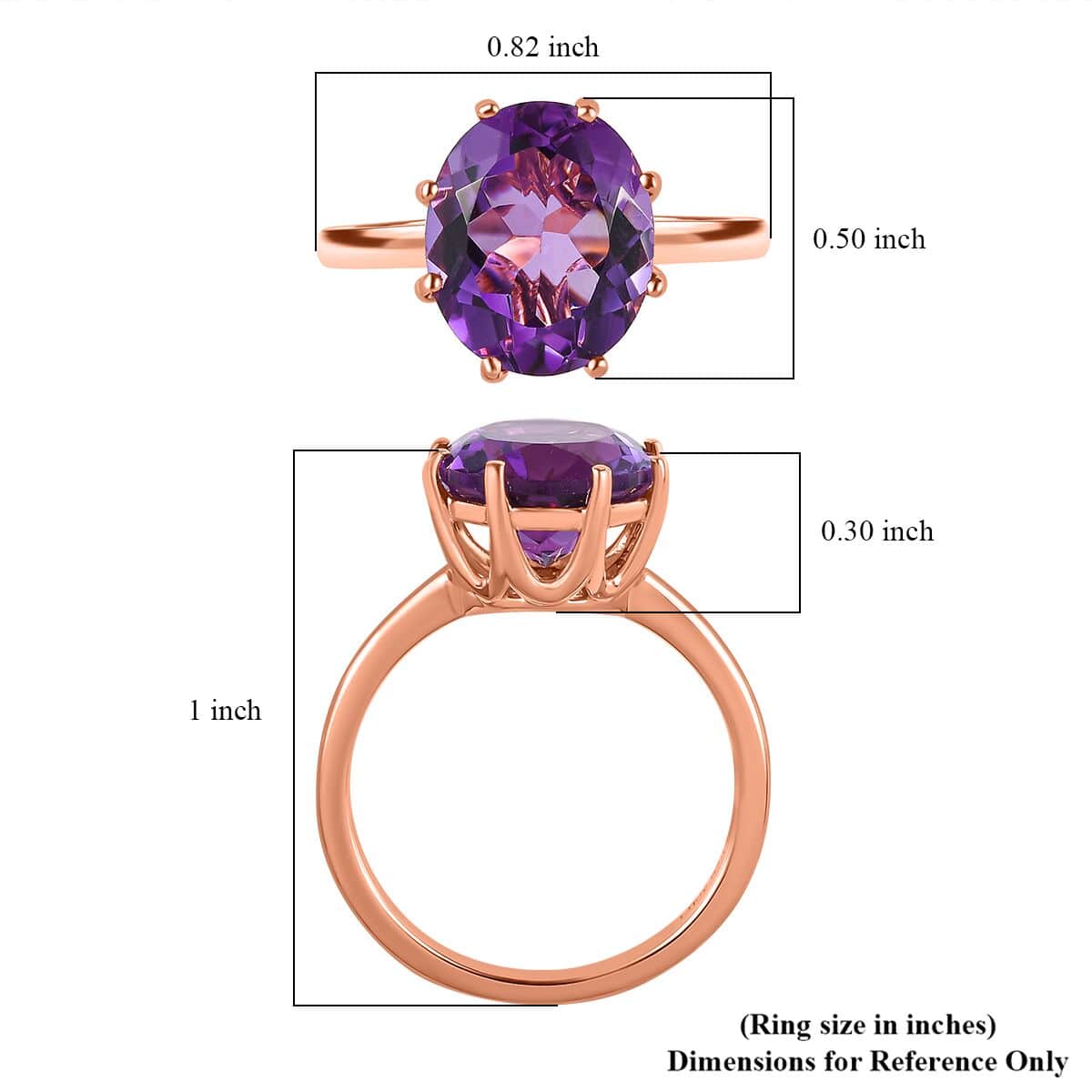 AAA Rose De France Amethyst Solitaire Ring in Vermeil Rose Gold Over Sterling Silver (Size 9.0) 4.35 ctw image number 4