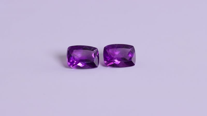 AA Amethyst Set of 2 (Cush 8x6 mm) 2.48 ctw Loose Gemstone