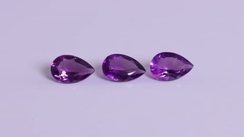 Amethyst Set of 3 (Pear 9x6 mm) 3.21 ctw Loose Gemstone