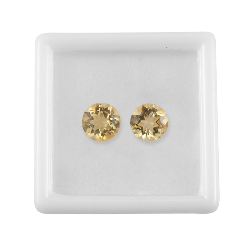 Brazilian Citrine Set of 2 (Rnd 8 mm) 3.58 ctw Loose gemstone