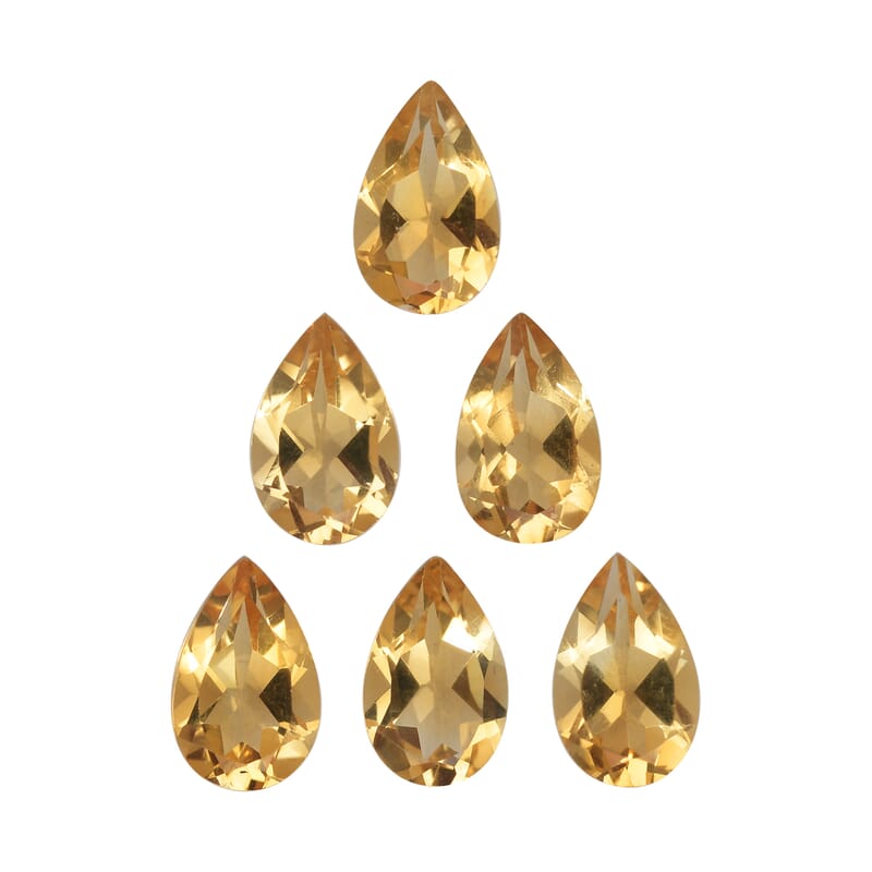Brazilian Citrine Set of 6 (Pear 8x5 mm) 4.52 ctw Loose Gemstone