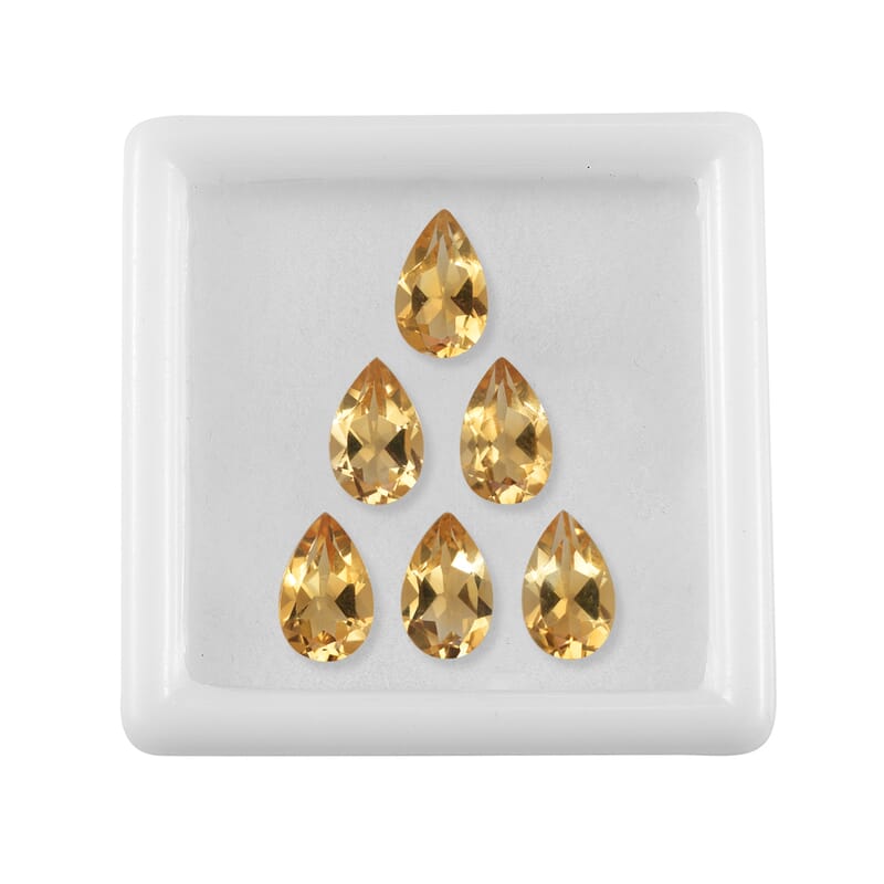 Brazilian Citrine Set of 6 (Pear 8x5 mm) 4.52 ctw Loose Gemstone