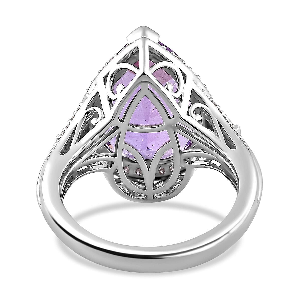 AAA Rose De France Amethyst and Moissanite Ring in Platinum Over Sterling Silver (Size 7.0) 8.50 ctw image number 4