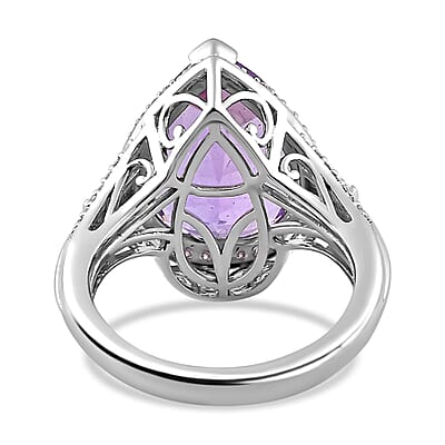 AAA Rose De France Amethyst and Moissanite Ring in Platinum Over Sterling Silver (Size 10.0) 8.50 ctw