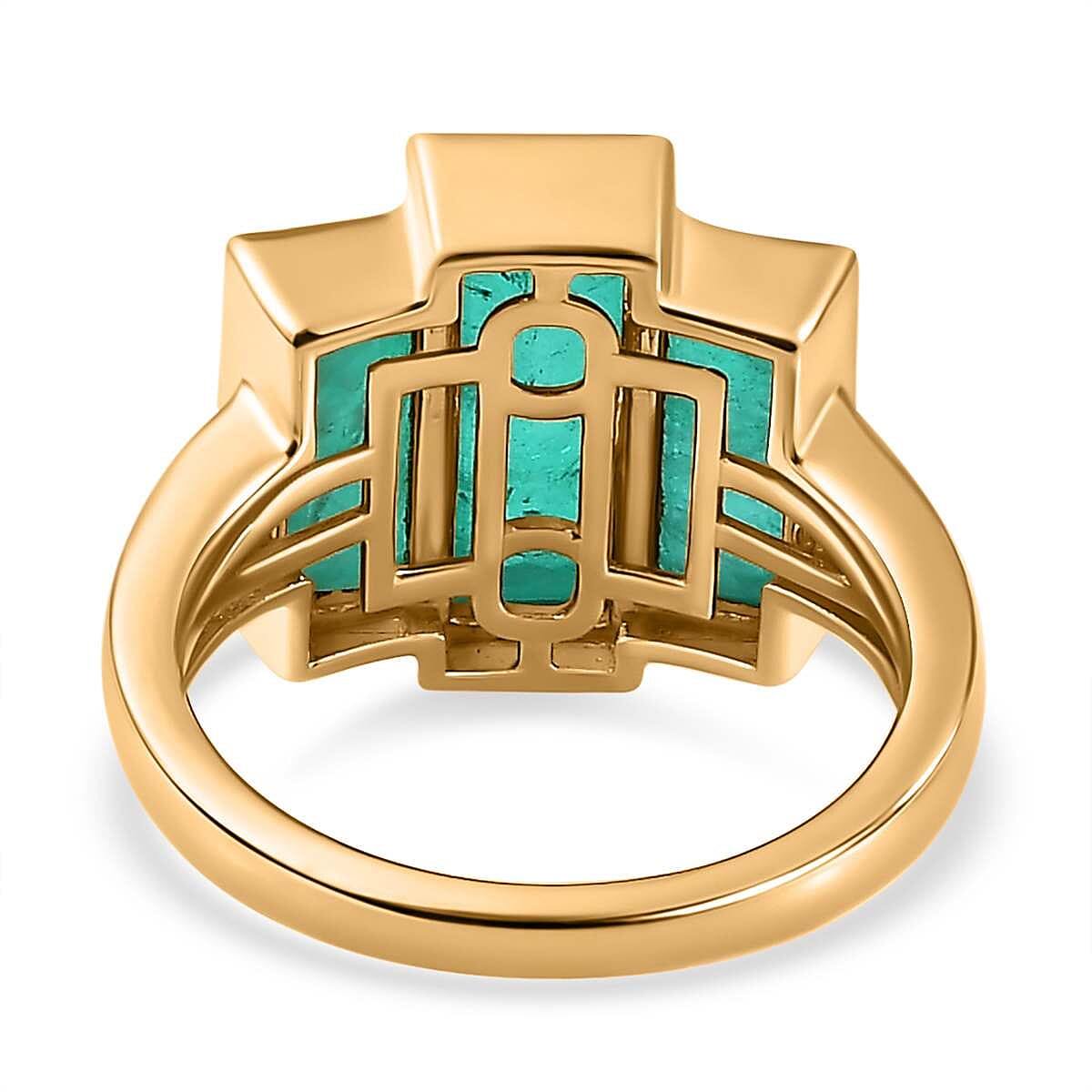 Emeraldine Quartz (Triplet) 5.50 ctw Ring in Vermeil Yellow Gold Over Sterling Silver (Size 10.0)
