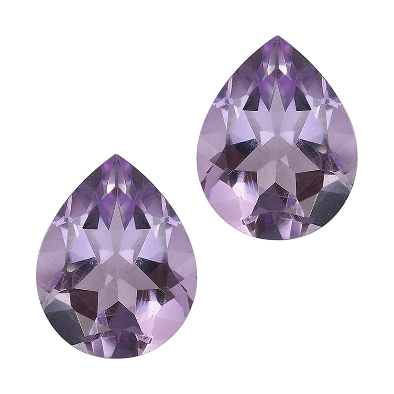 Rose De France Amethyst Set of 2 (Pear 9x7 mm) 2.86 ctw Loose Gemstone