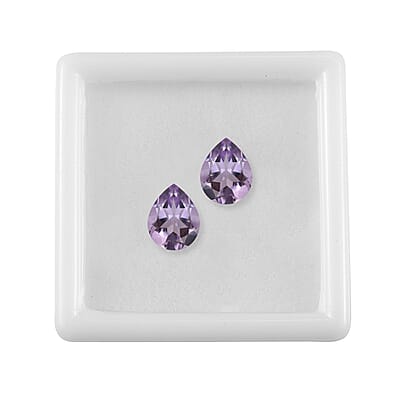 Rose De France Amethyst Set of 2 (Pear 9x7 mm) 2.86 ctw Loose Gemstone