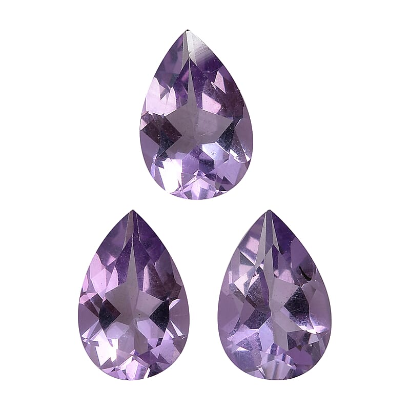 Rose De France Amethyst Set of 3 (Pear 9x6 mm) 3.21 ctw Loose Gemstone