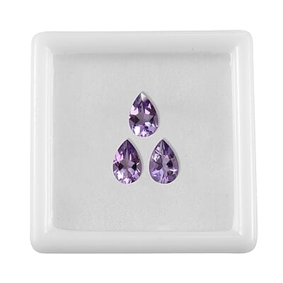 Rose De France Amethyst Set of 3 (Pear 9x6 mm) 3.21 ctw Loose Gemstone