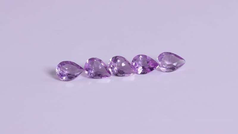Rose De France Amethyst Set of 5 (Pear 8x6 mm) 4.78 ctw Loose Gemstone