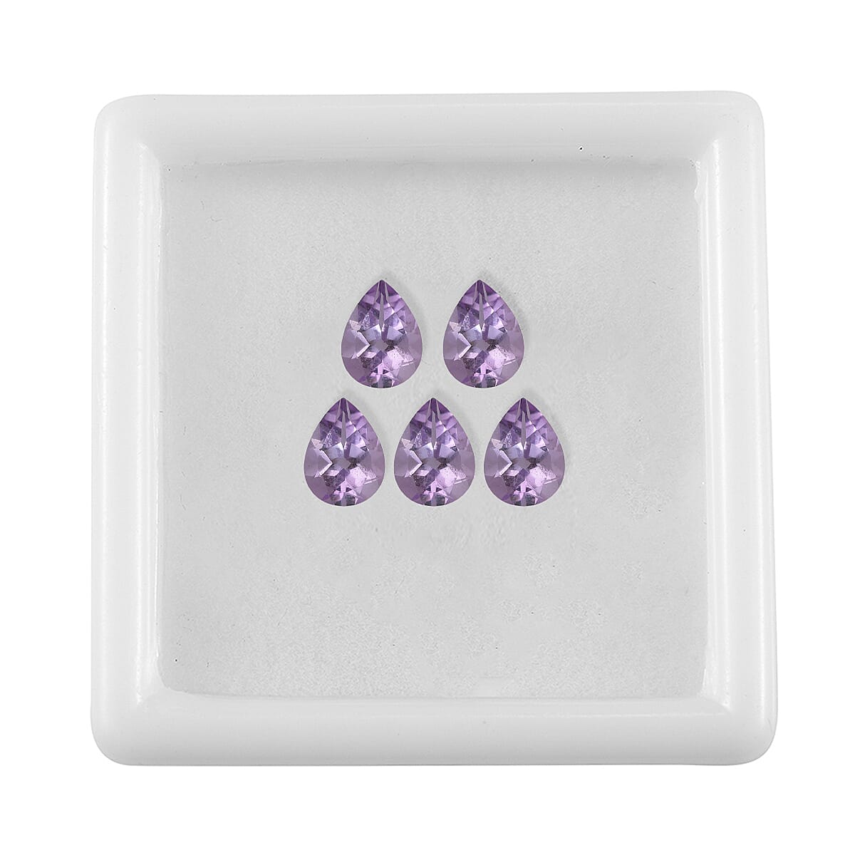 Rose De France Amethyst Set of 5 (Pear 8x6 mm) 4.78 ctw Loose Gemstone image number 2