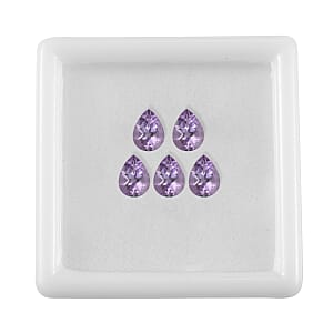 Rose De France Amethyst Set of 5 (Pear 8x6 mm) 4.78 ctw Loose Gemstone