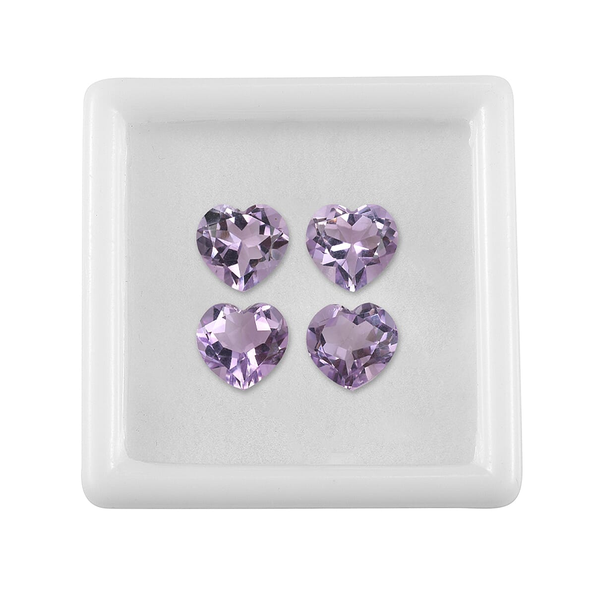 Rose De France Amethyst Set of 4 (Hrt 8 mm) 5.86 ctw Loose Gemstone