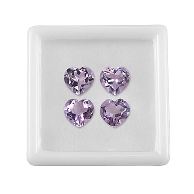 Rose De France Amethyst Set of 4 (Hrt 8 mm) 5.86 ctw Loose Gemstone