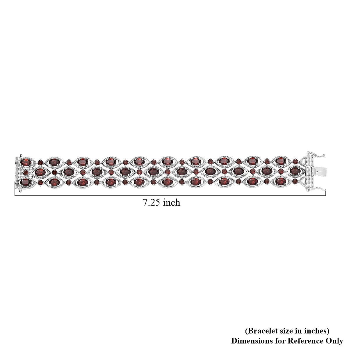 Mozambique Garnet 3 Row Bracelet in Platinum Over Sterling Silver (6.50 In) 21.75 ctw image number 4