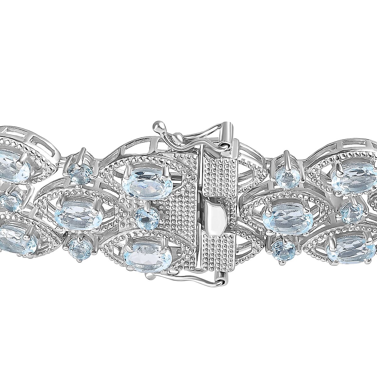 D'Joy Sky Blue Topaz 3 Row Bracelet in Platinum Over Sterling Silver (8.00 In) 26.90 ctw image number 3