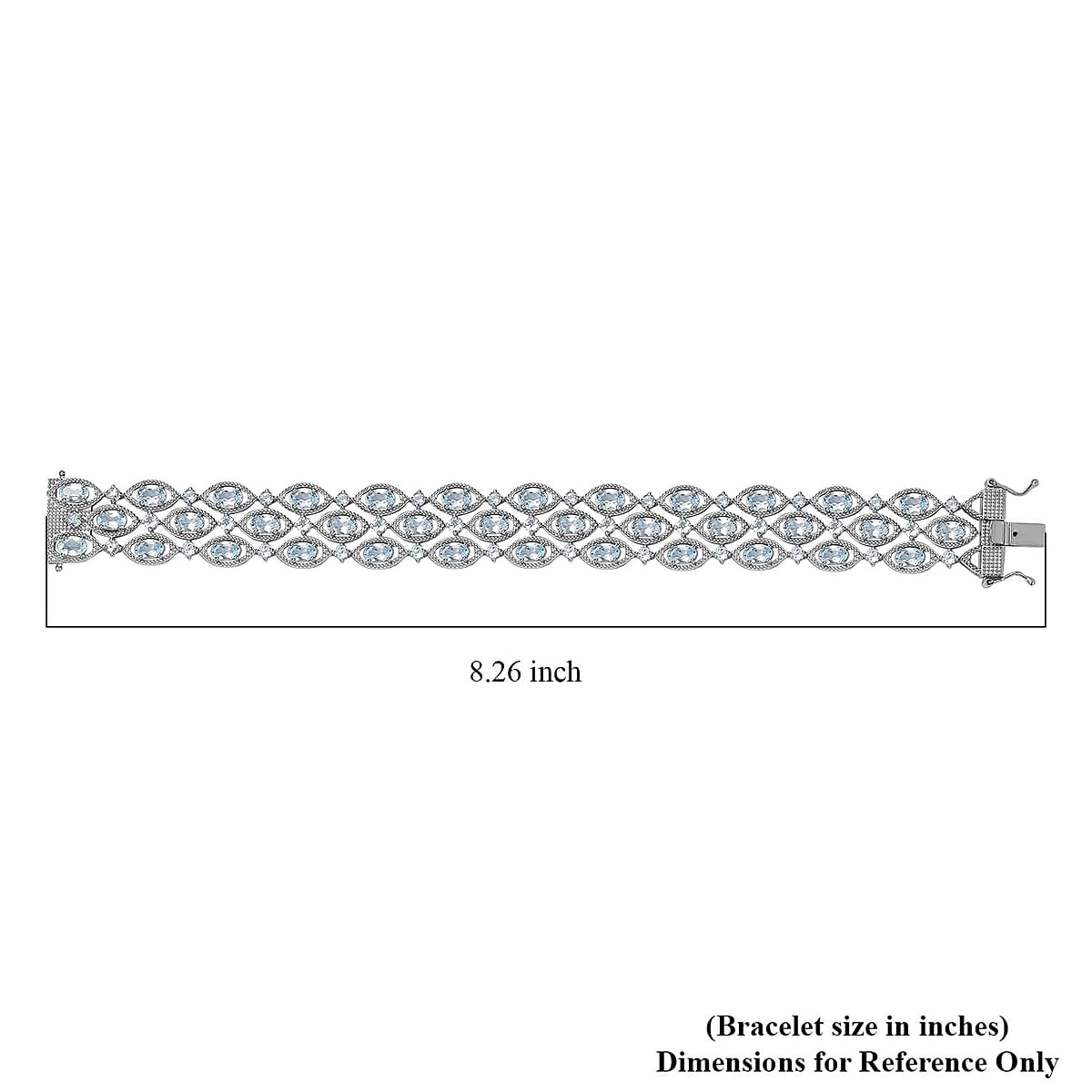 D'Joy Sky Blue Topaz 3 Row Bracelet in Platinum Over Sterling Silver (8.00 In) 26.90 ctw image number 4