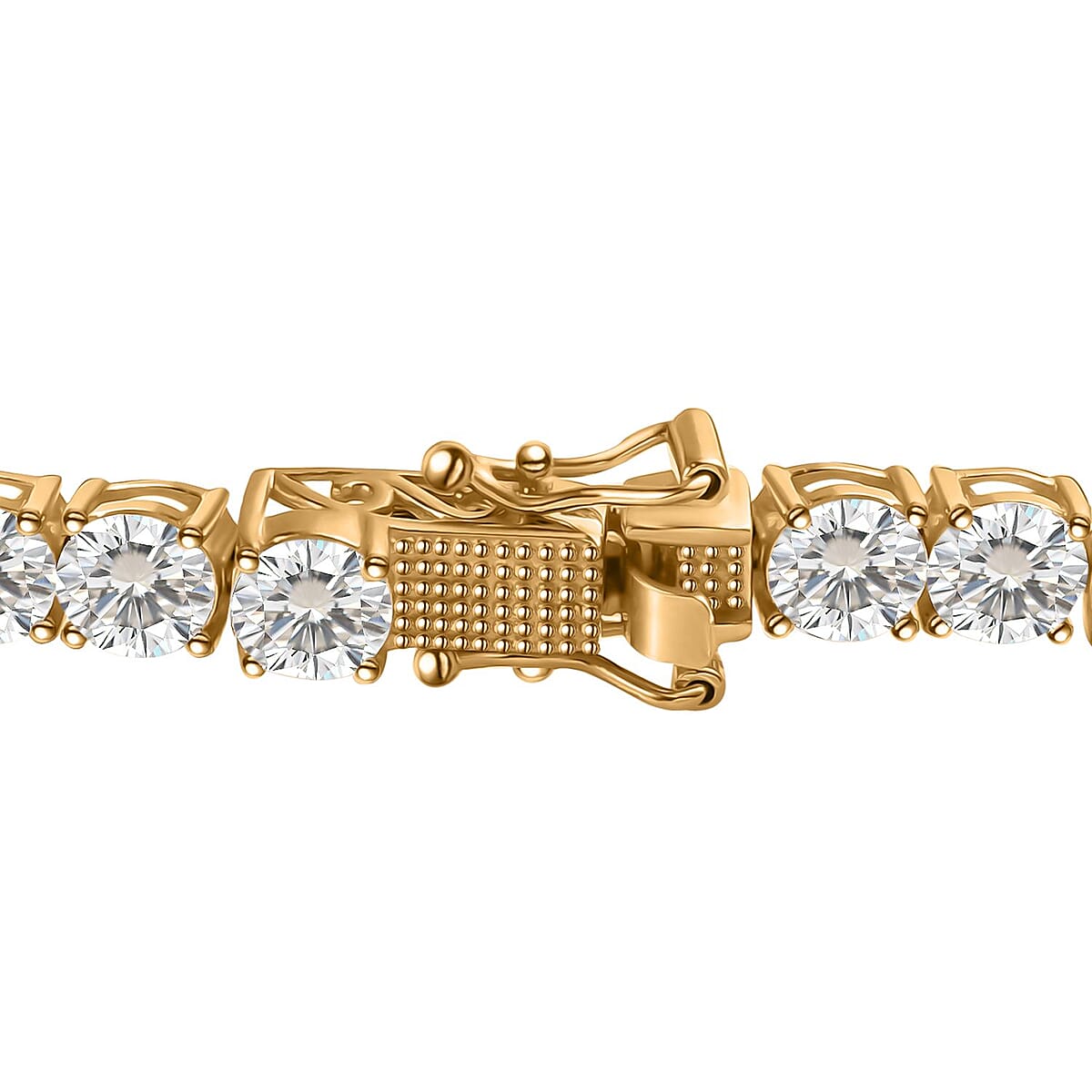 Doorbuster D'Joy Moissanite 12.50 ctw Classic Tennis Bracelet in 18K Vermeil Yellow Gold Over Sterling Silver (6.50 In) image number 3