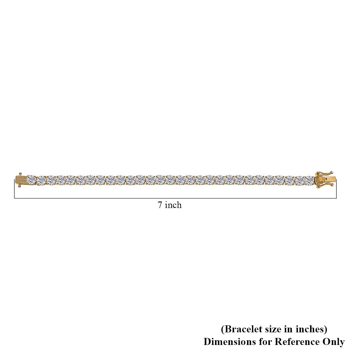  D'Joy Moissanite 12.50 ctw Classic Tennis Bracelet in 18K Vermeil Yellow Gold Over Sterling Silver (6.50 In)