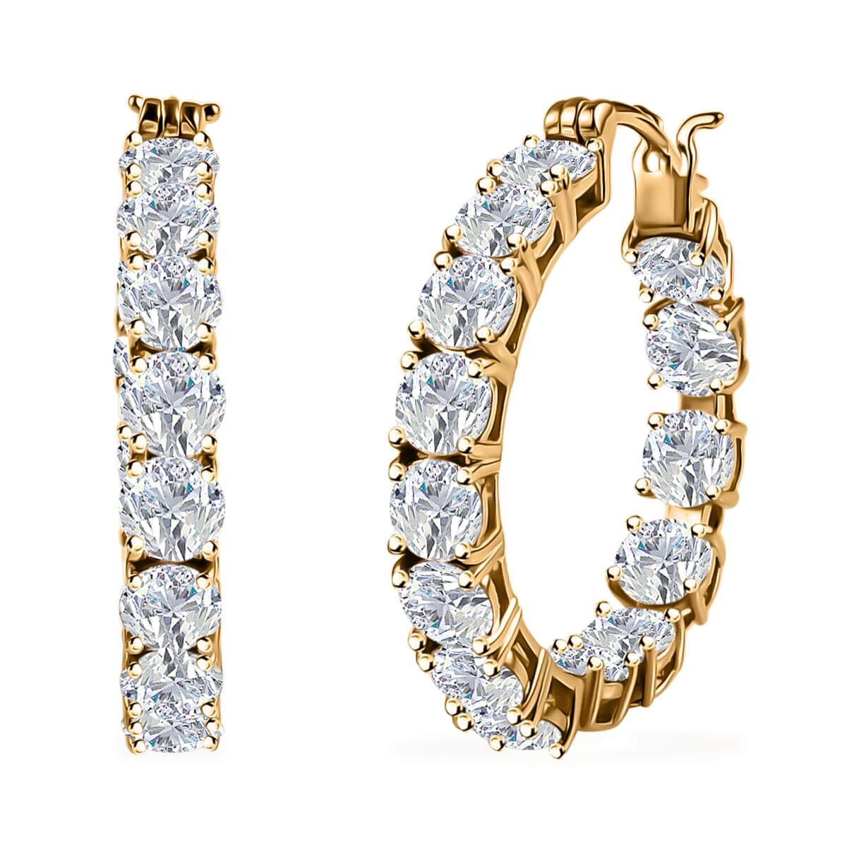 Moissanite 12.00 ctw Inside Out Hoop Earrings in Vermeil Yellow Gold Over Sterling Silver image number 0