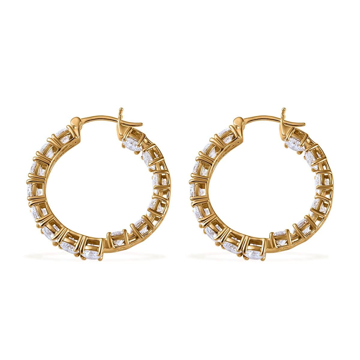 Moissanite 12.00 ctw Inside Out Hoop Earrings in Vermeil Yellow Gold Over Sterling Silver image number 3