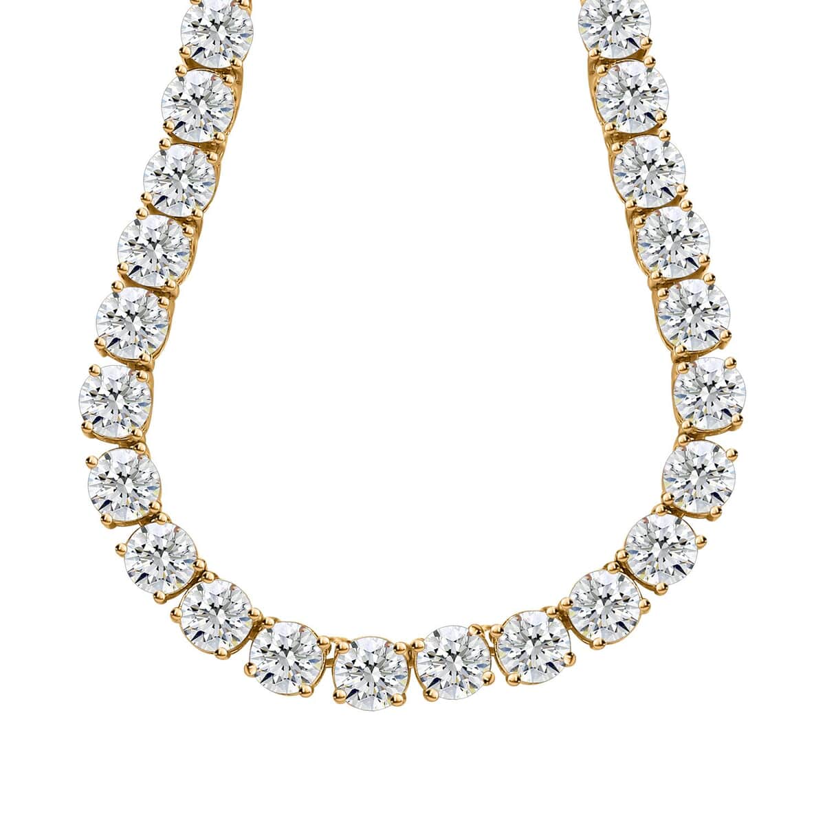 Moissanite Tennis Necklace 18 Inches in Vermeil Yellow Gold Over Sterling Silver 36.85 ctw image number 0